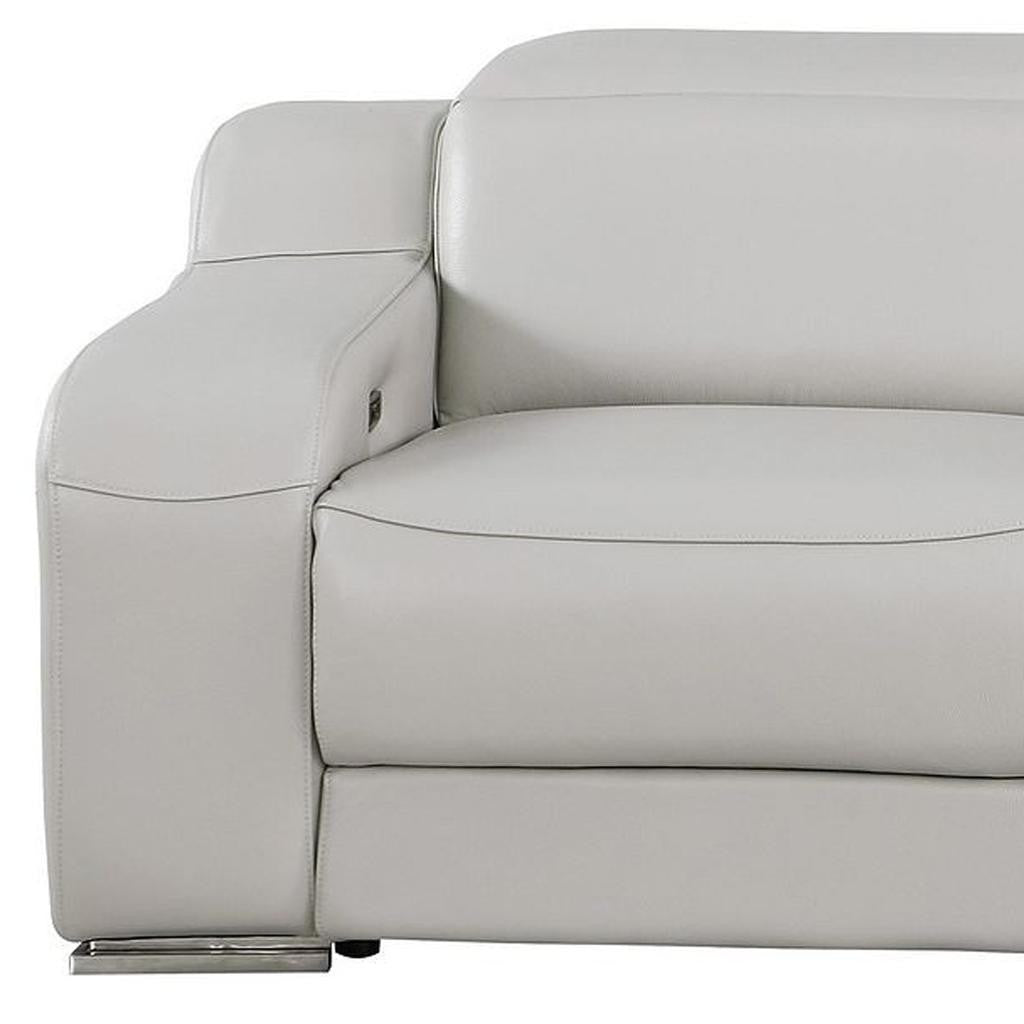 103" Light Gray Italian Leather Reclining USB Sofa-6