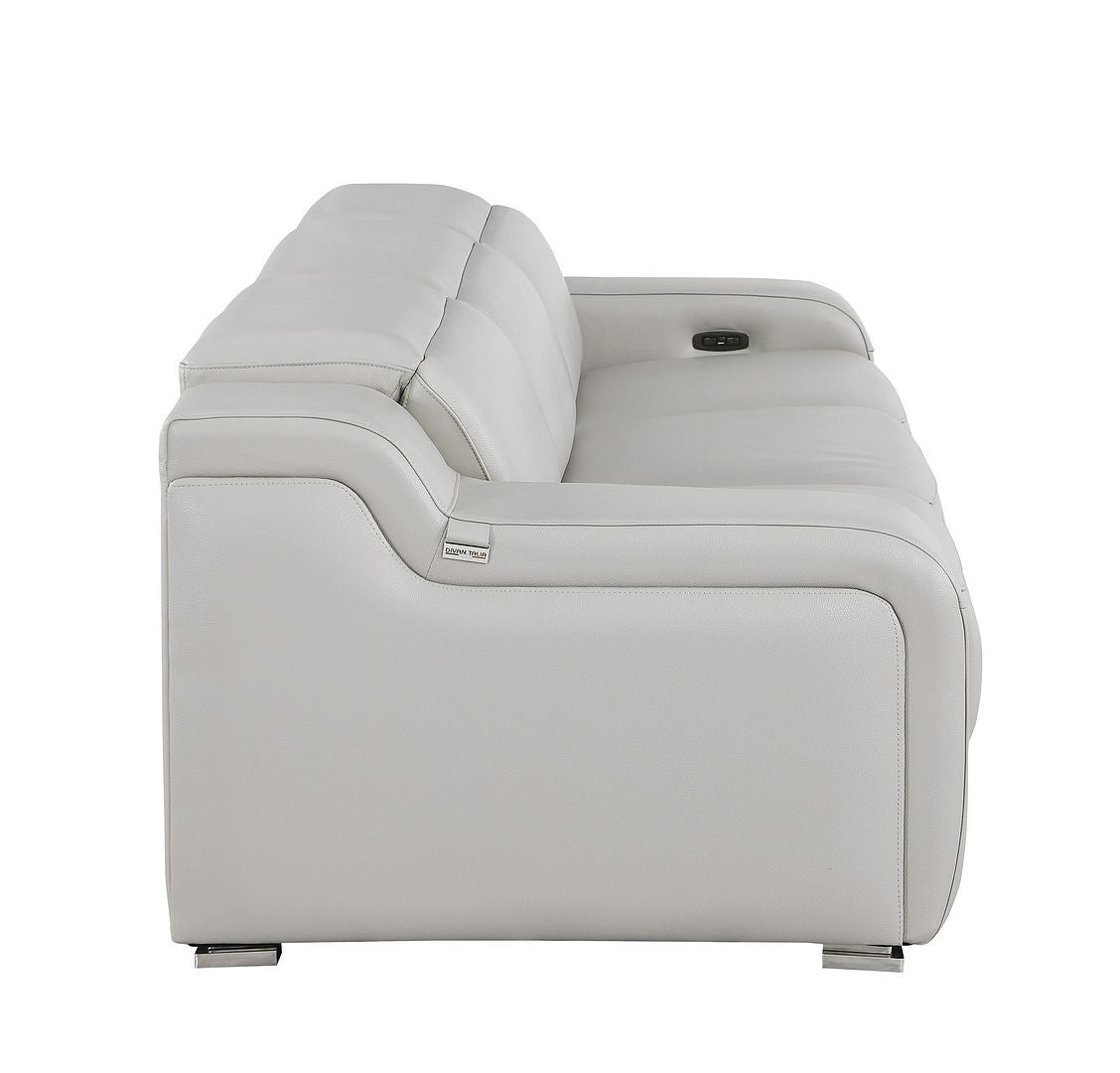 103" Light Gray Italian Leather Reclining USB Sofa-4