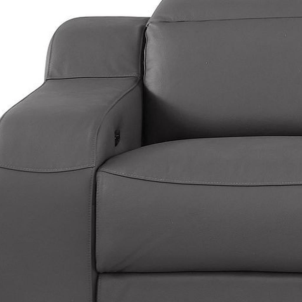 103" Dark Gray Italian Leather Reclining USB Sofa-6