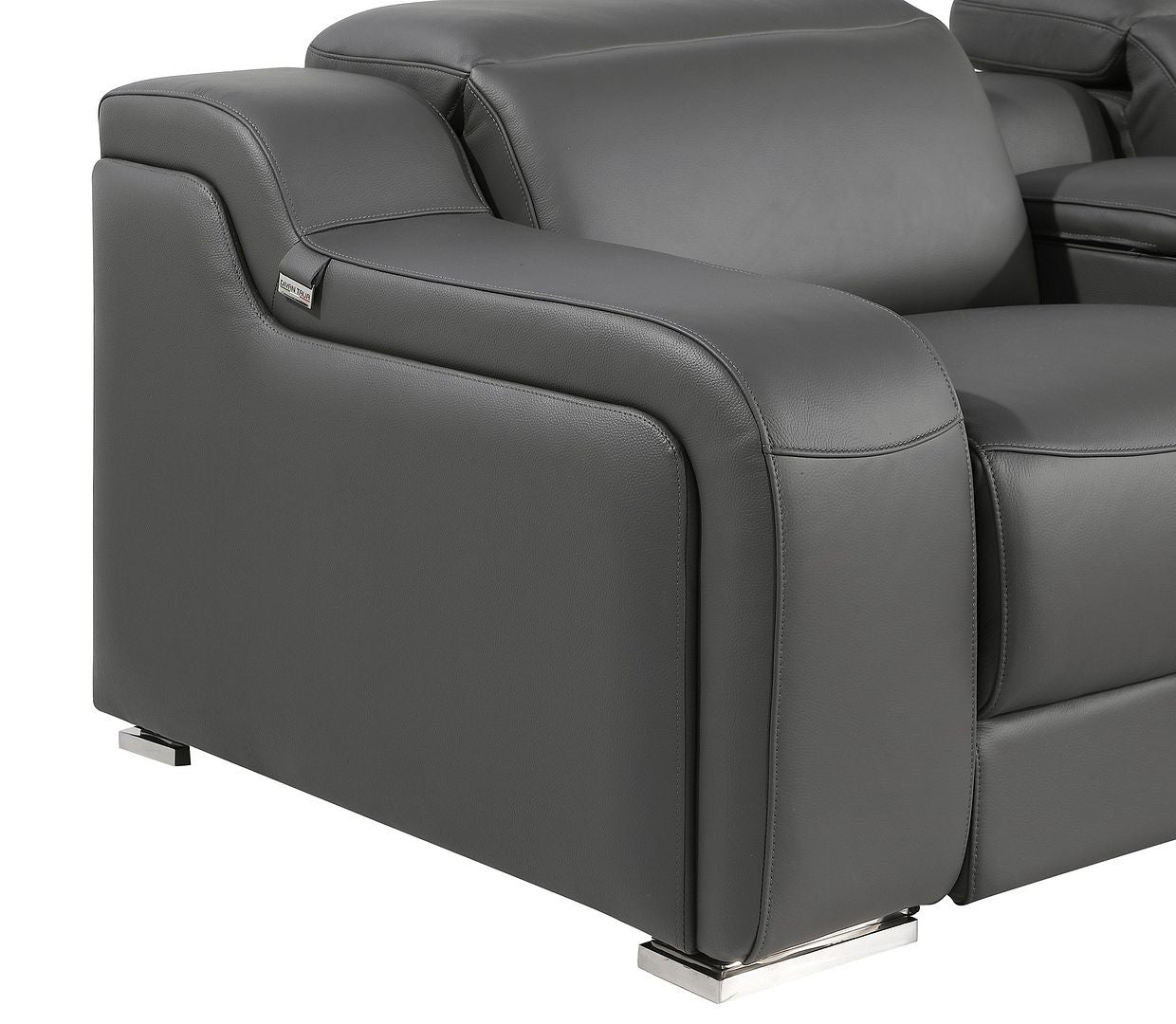 103" Dark Gray Italian Leather Reclining USB Sofa-5