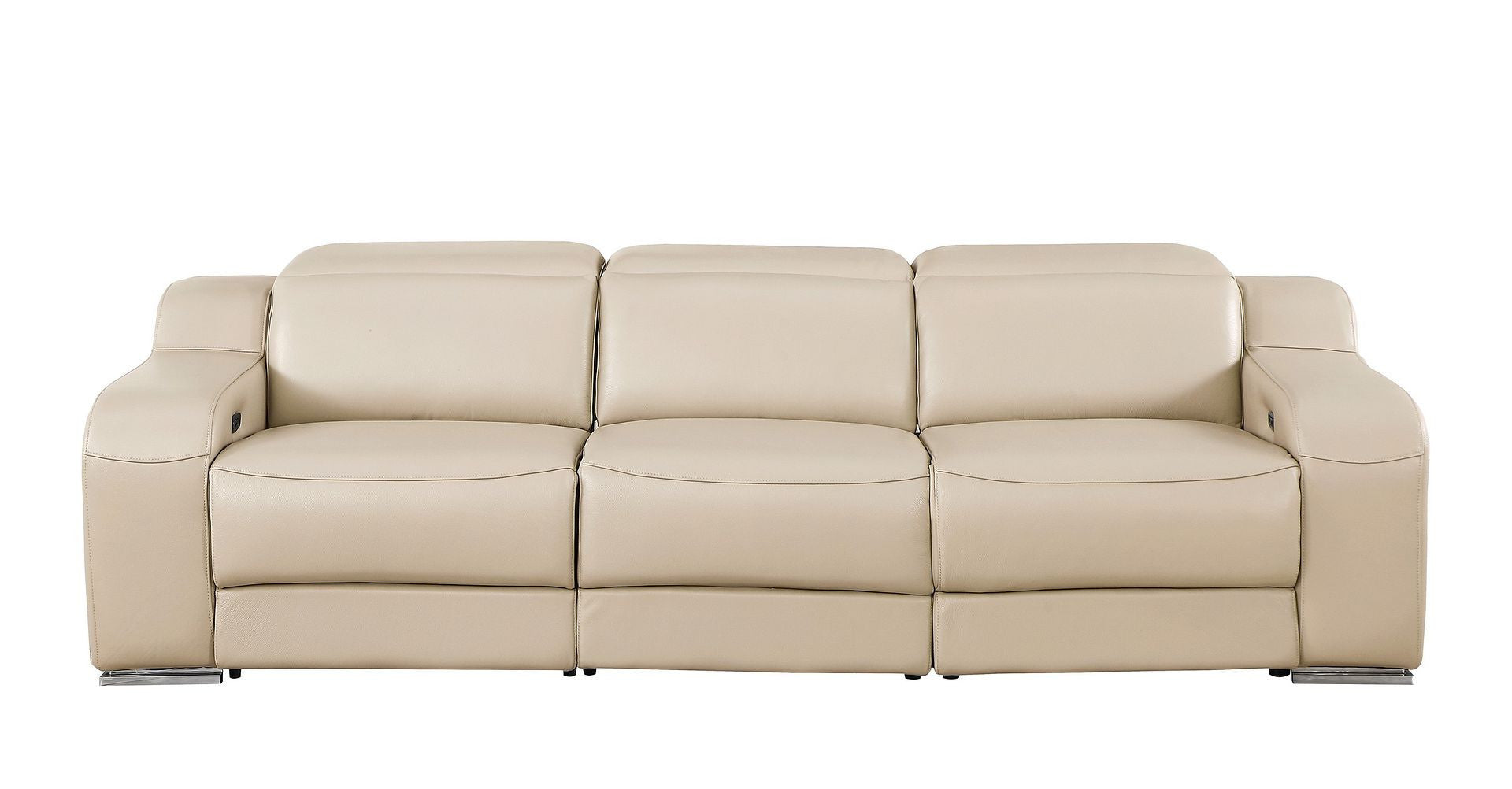 103" Beige Italian Leather Reclining USB Sofa-7