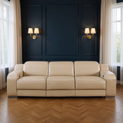 103" Beige Italian Leather Reclining USB Sofa-0