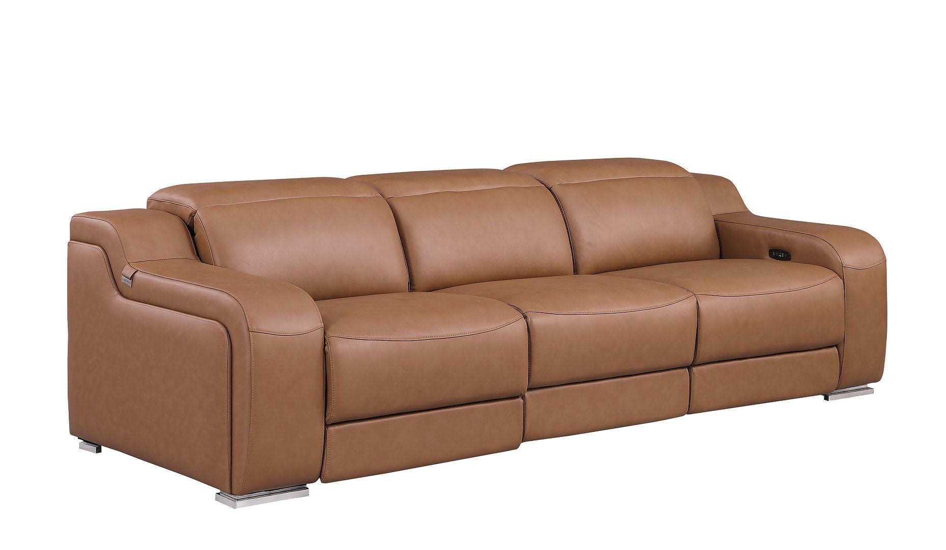 103" Chestnut Italian Leather Reclining USB Sofa-2