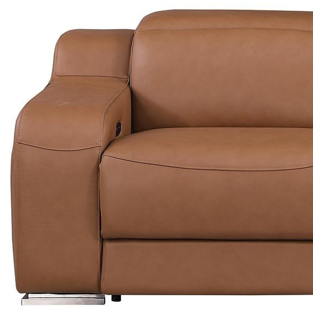 103" Chestnut Italian Leather Reclining USB Sofa-7