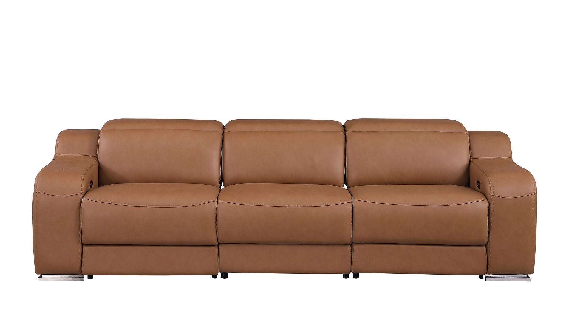 103" Chestnut Italian Leather Reclining USB Sofa-1