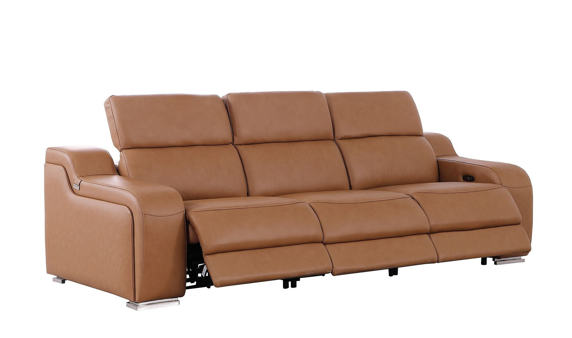 103" Chestnut Italian Leather Reclining USB Sofa-3