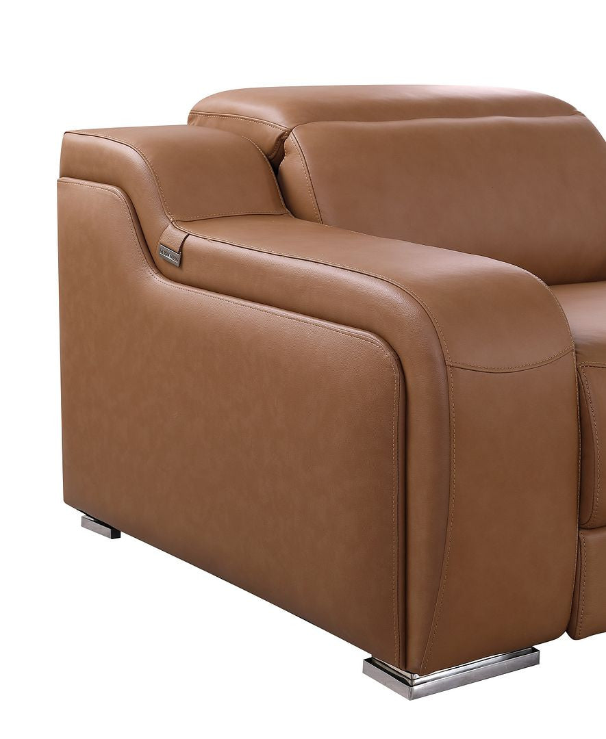 103" Chestnut Italian Leather Reclining USB Sofa-5