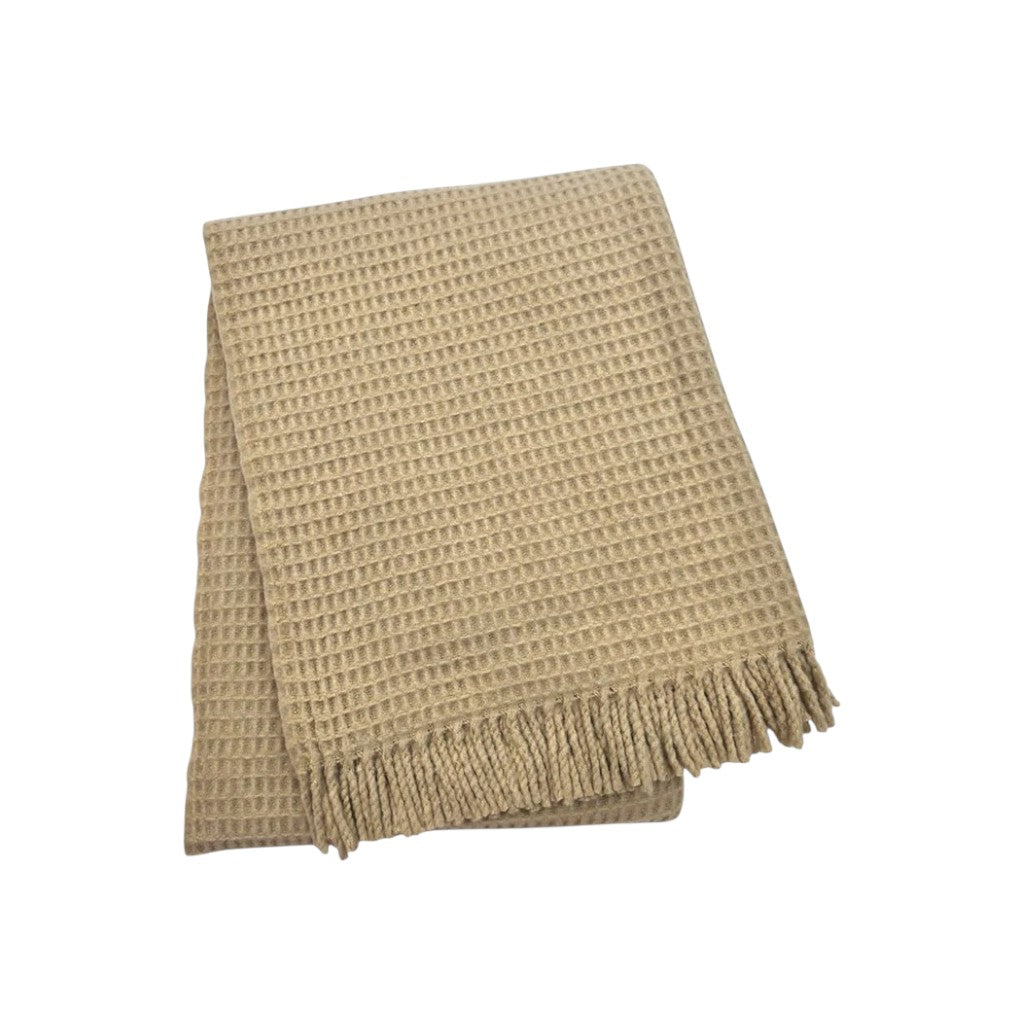 55" X 70" Stone Cotton Blend Woven Plush Throw Blanket with Fringe-Throws & Blankets-DECOROLALA