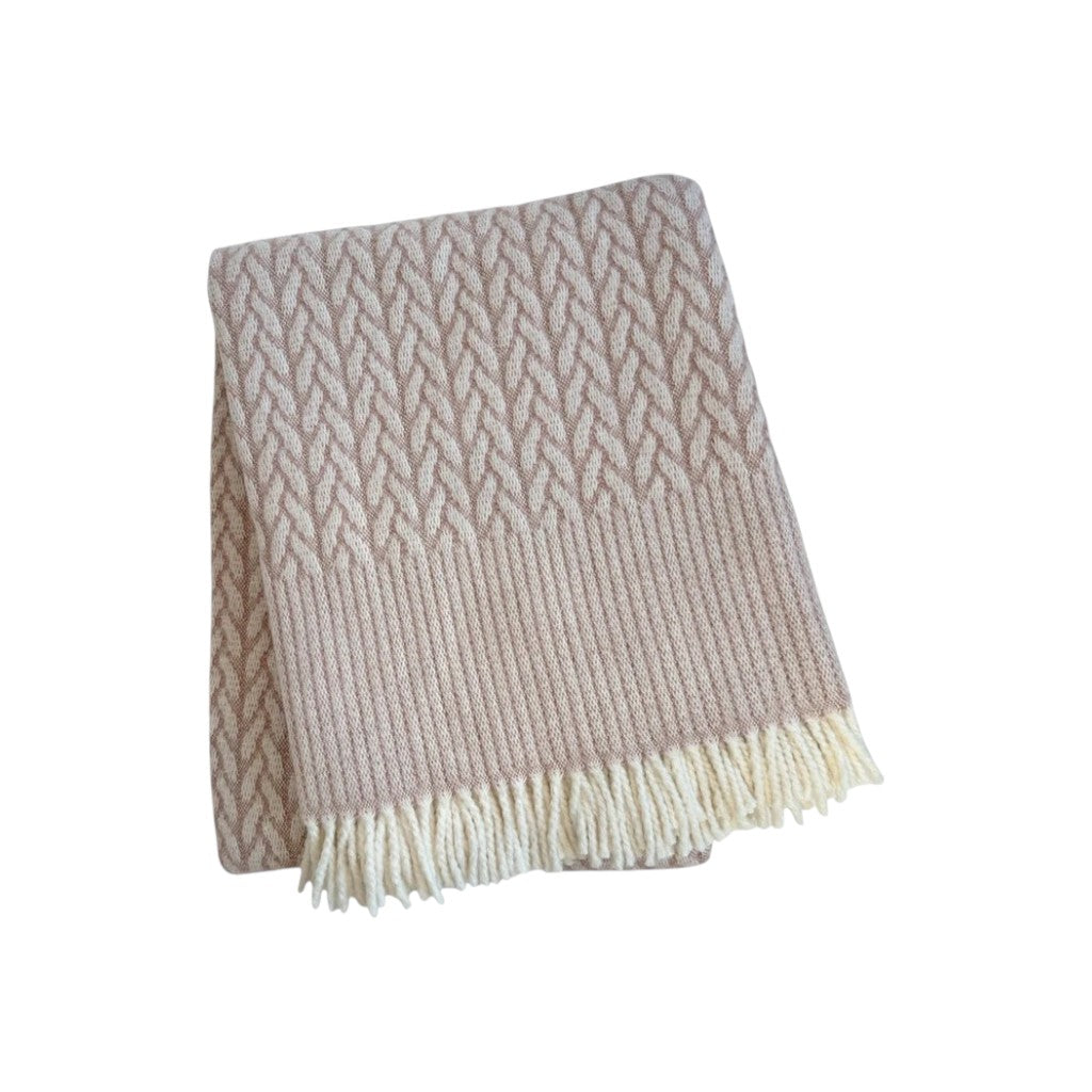55" X 70" Dusty Rose Cotton Blend Woven Plush Throw Blanket with Fringe-Throws & Blankets-DECOROLALA