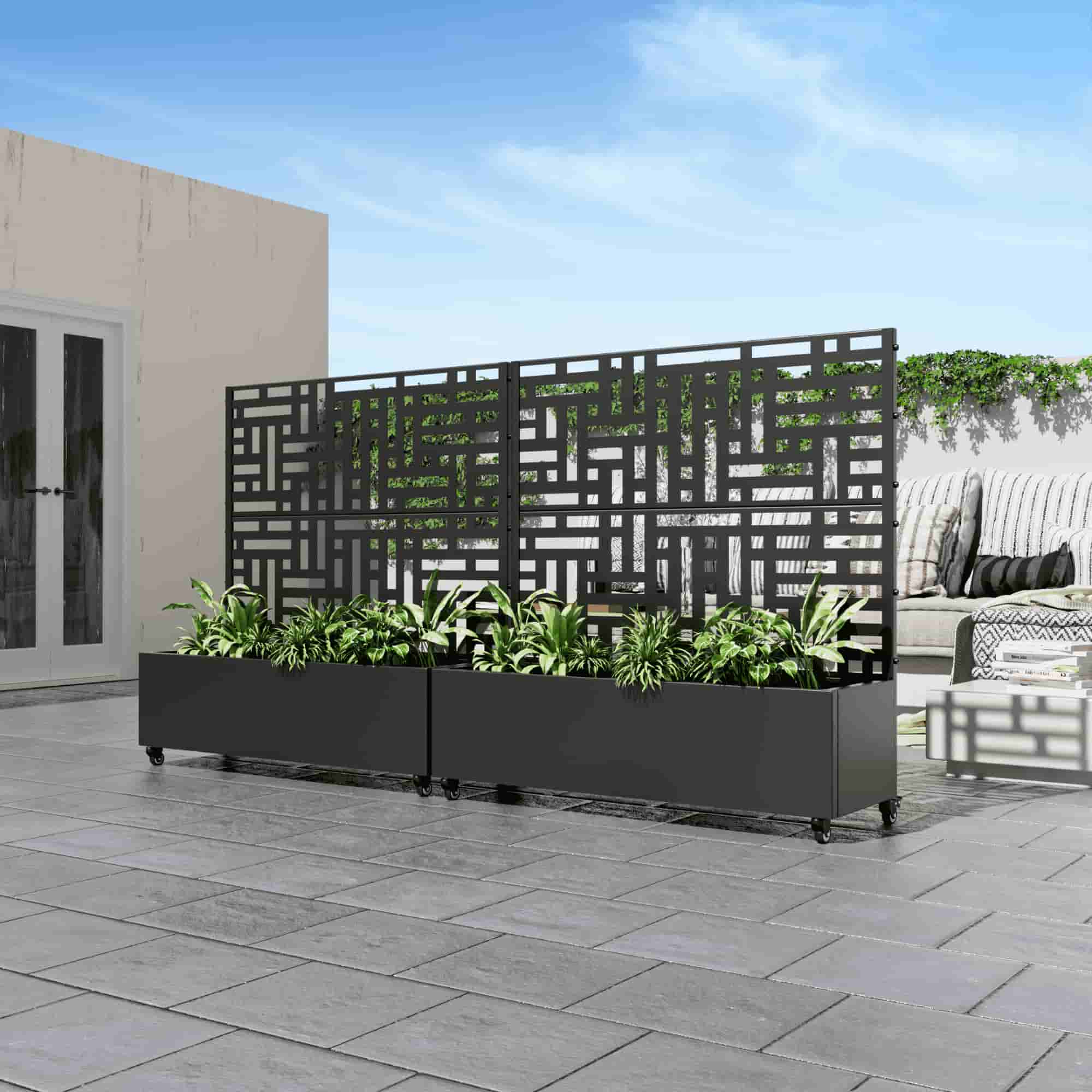 47" Black Metal Indoor Outdoor Rectangular Planter Box-1
