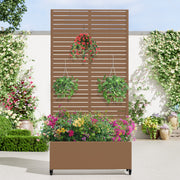 35" Brown Metal Indoor Outdoor Rectangular Planter Box-0