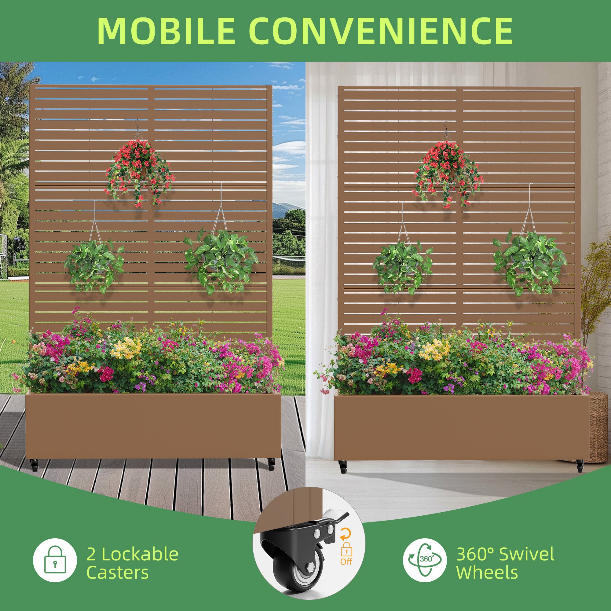 47" Brown Metal Indoor Outdoor Rectangular Planter Box-8