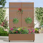 47" Brown Metal Indoor Outdoor Rectangular Planter Box-0