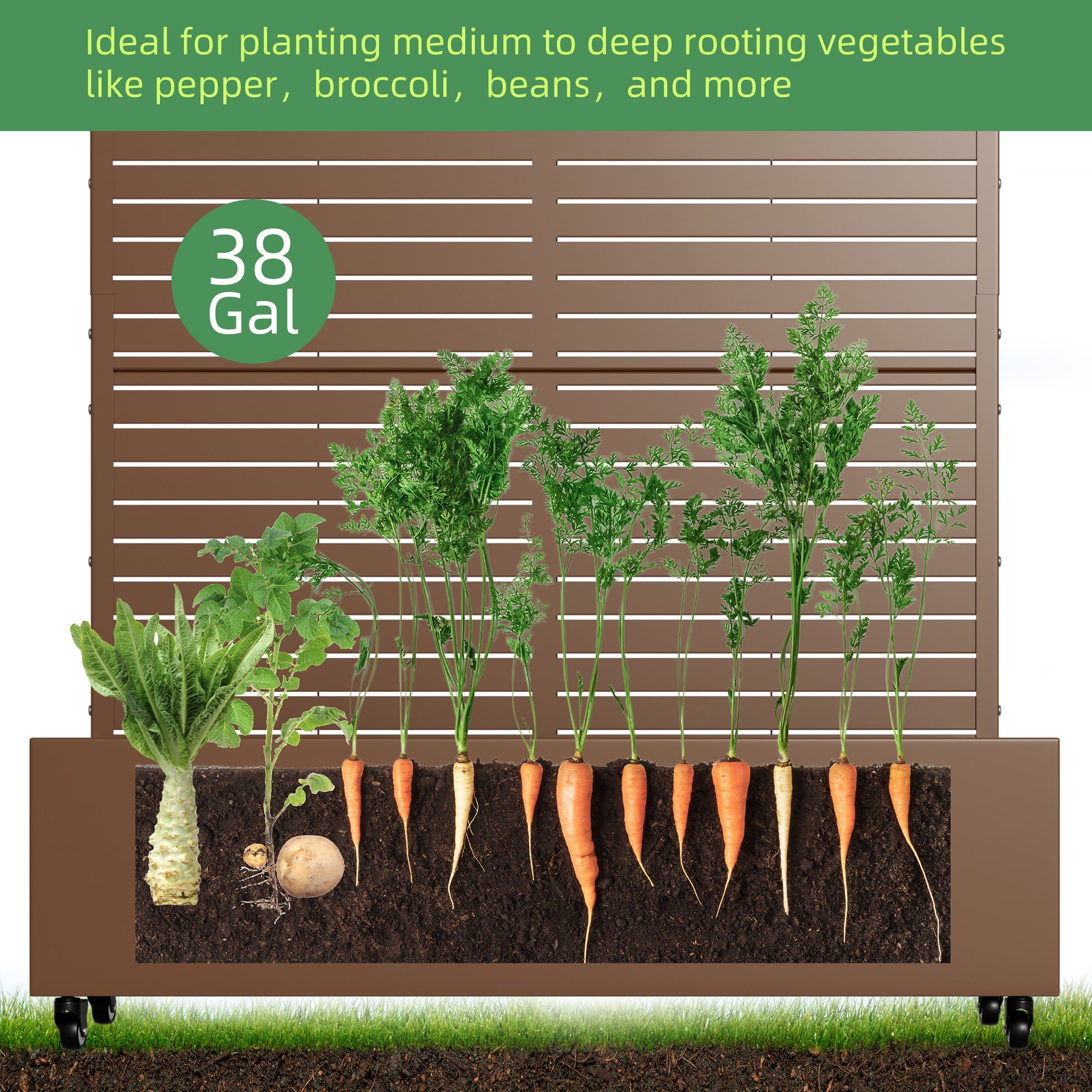 47" Brown Metal Indoor Outdoor Rectangular Planter Box-4