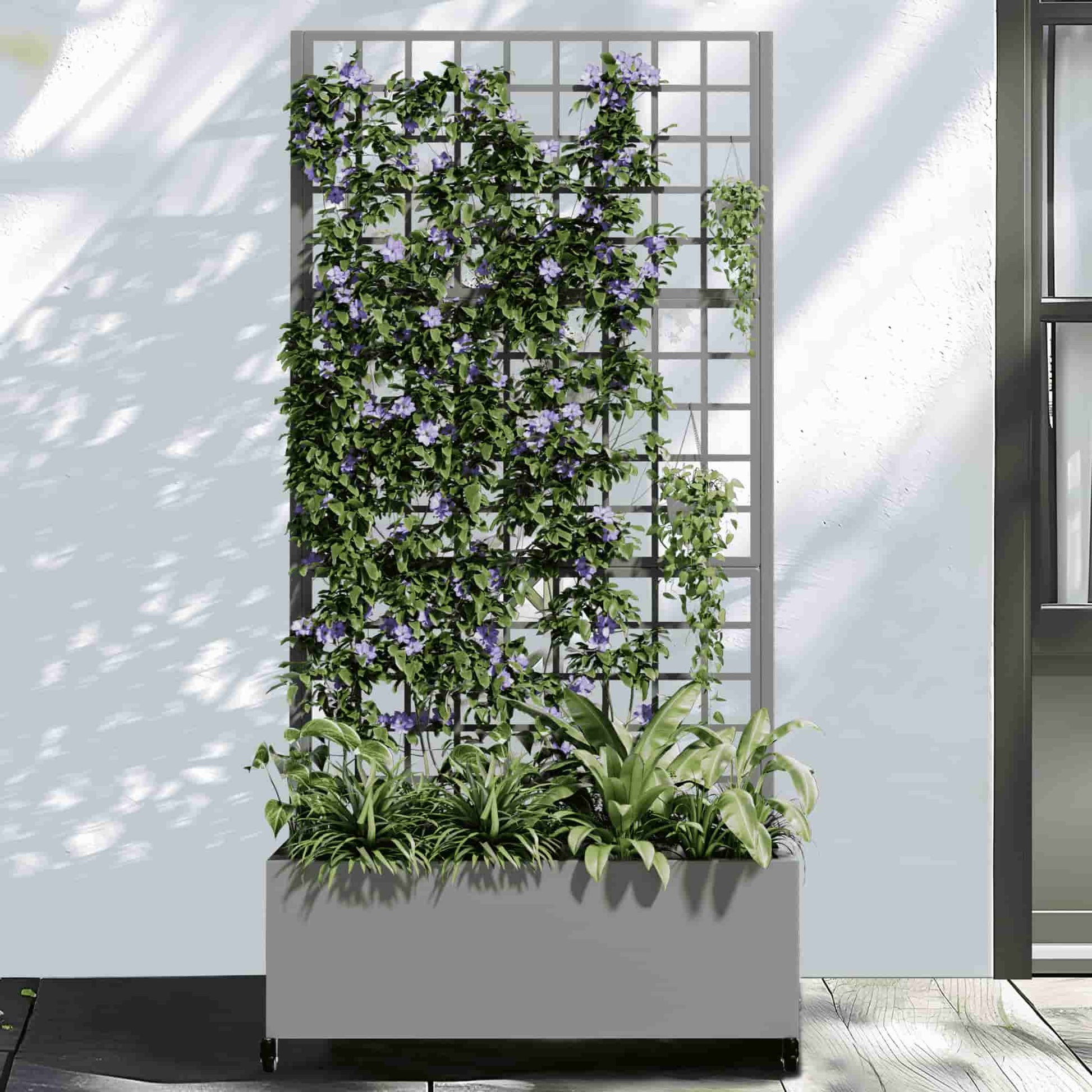 35" Gray Metal Indoor Outdoor Rectangular Planter Box-0