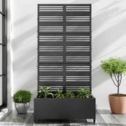 35" Black Metal Indoor Outdoor Rectangular Planter Box-0
