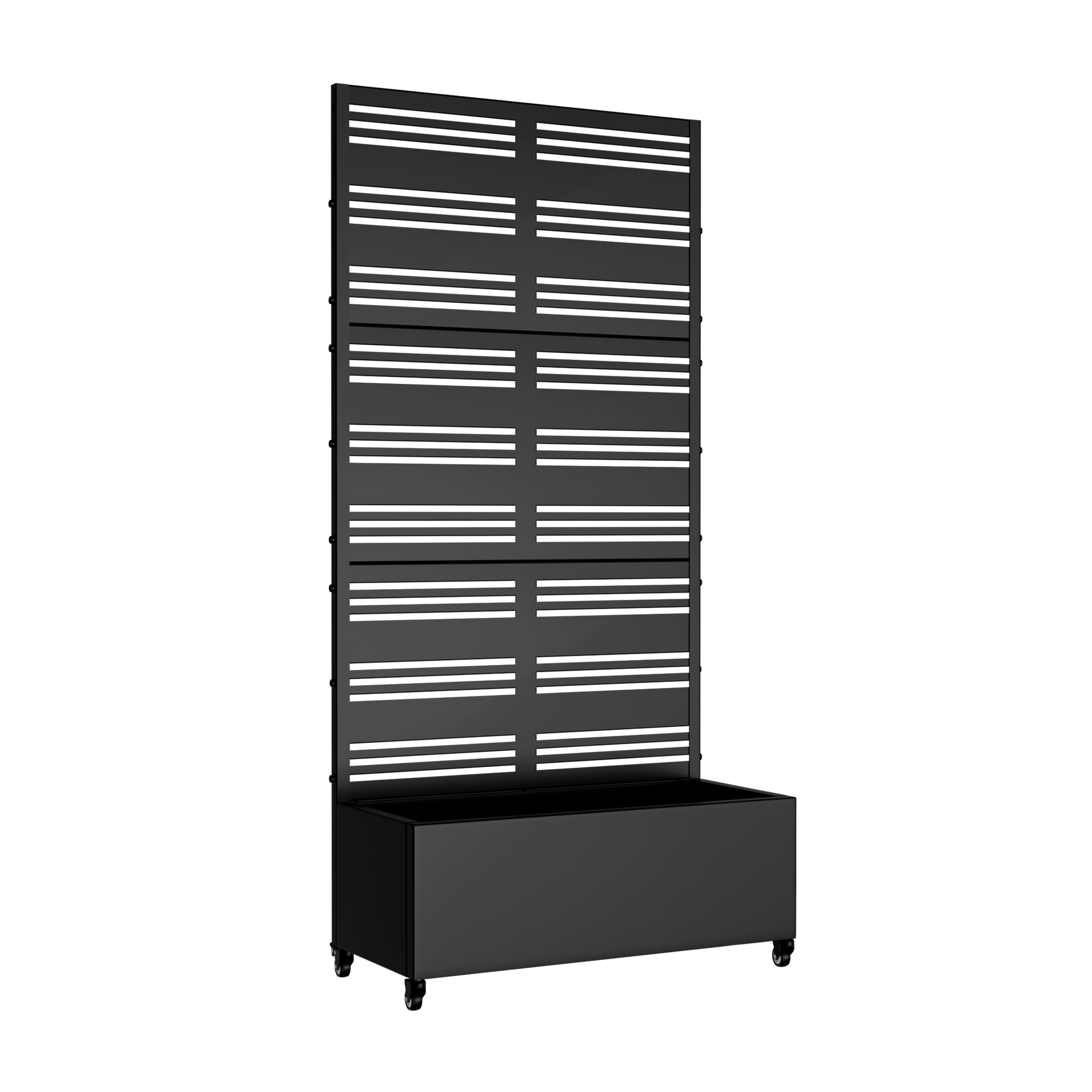 35" Black Metal Indoor Outdoor Rectangular Planter Box-3