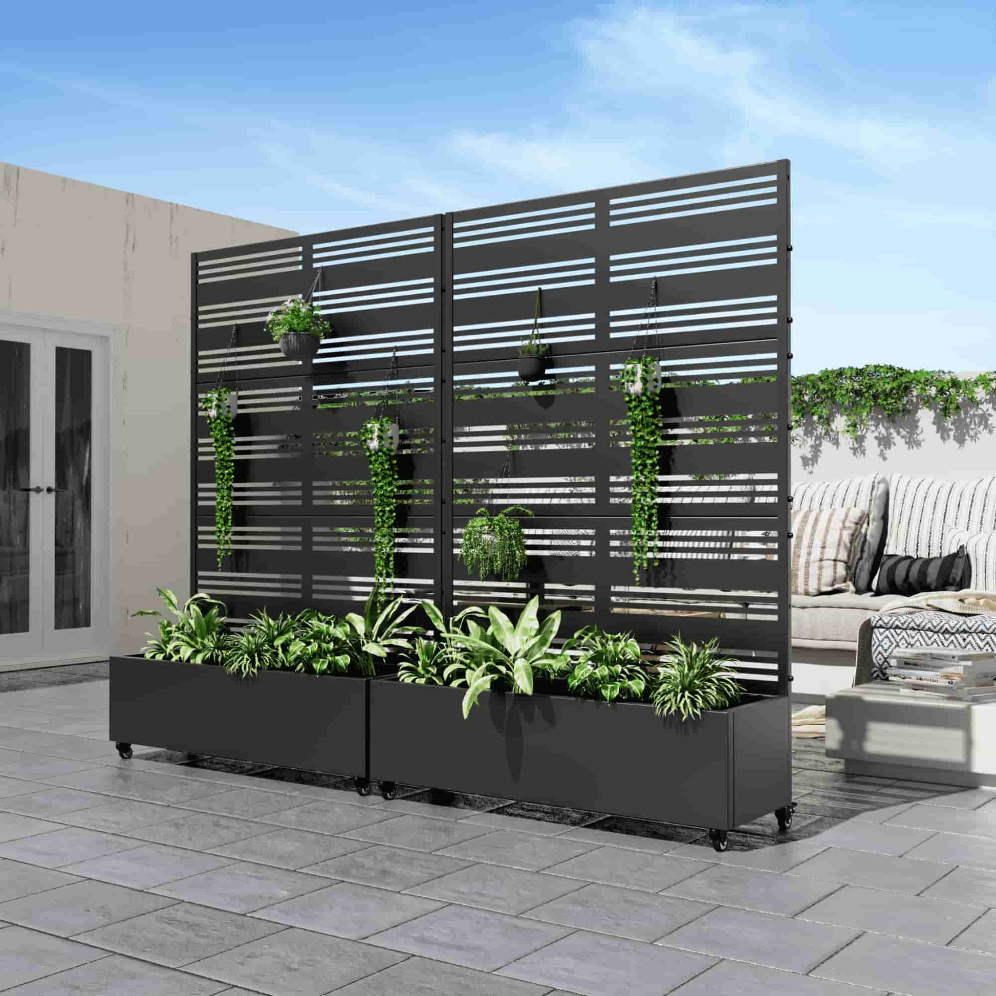 47" Black Metal Indoor Outdoor Rectangular Planter Box-1