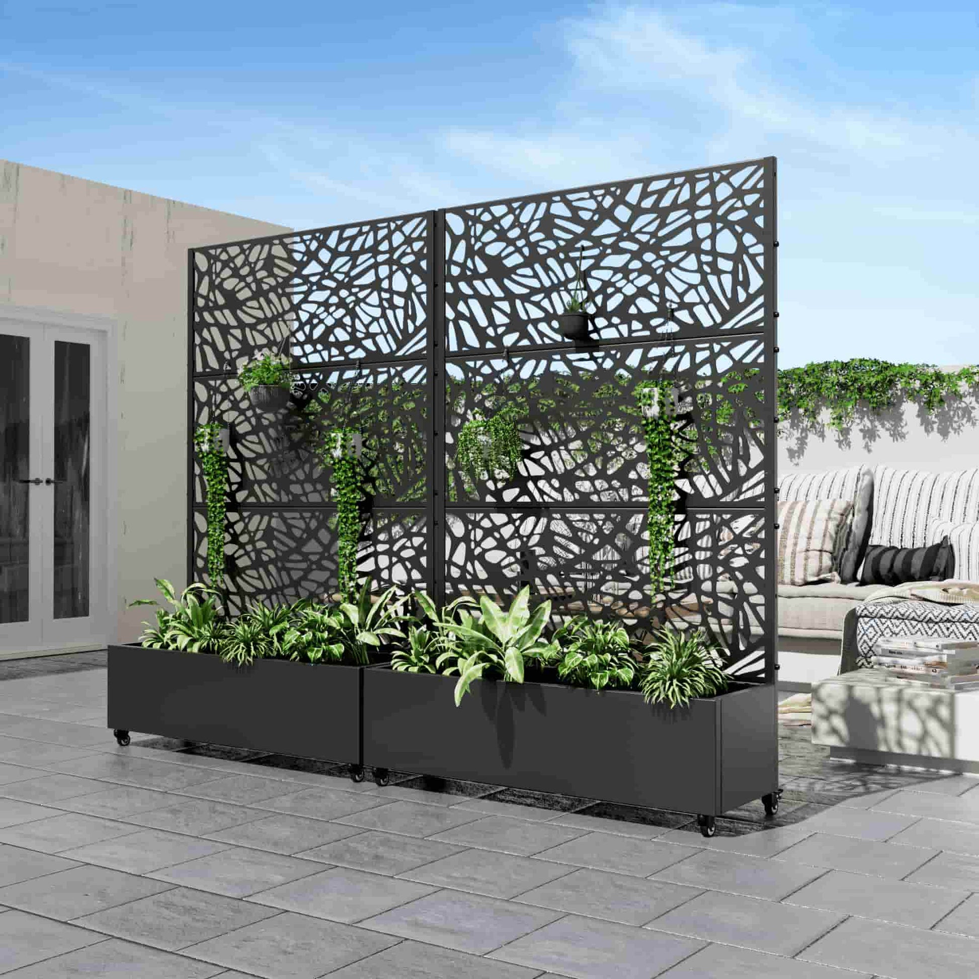 47" Black Metal Indoor Outdoor Rectangular Planter Box-1