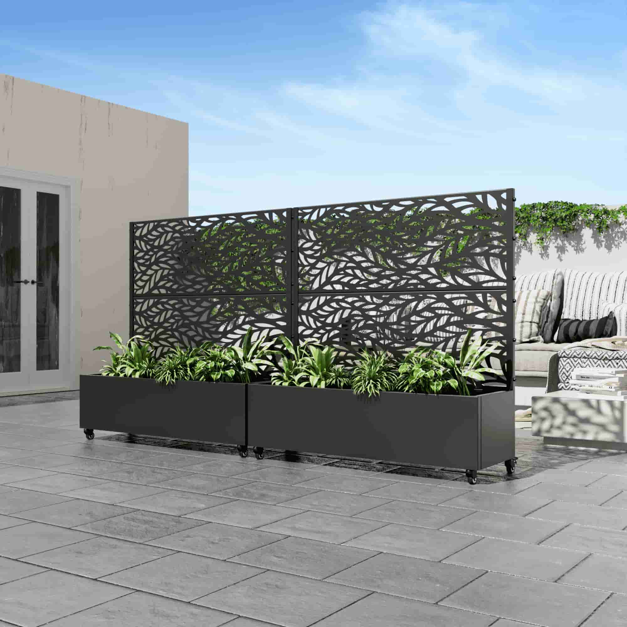 47" Black Metal Indoor Outdoor Rectangular Planter Box-1