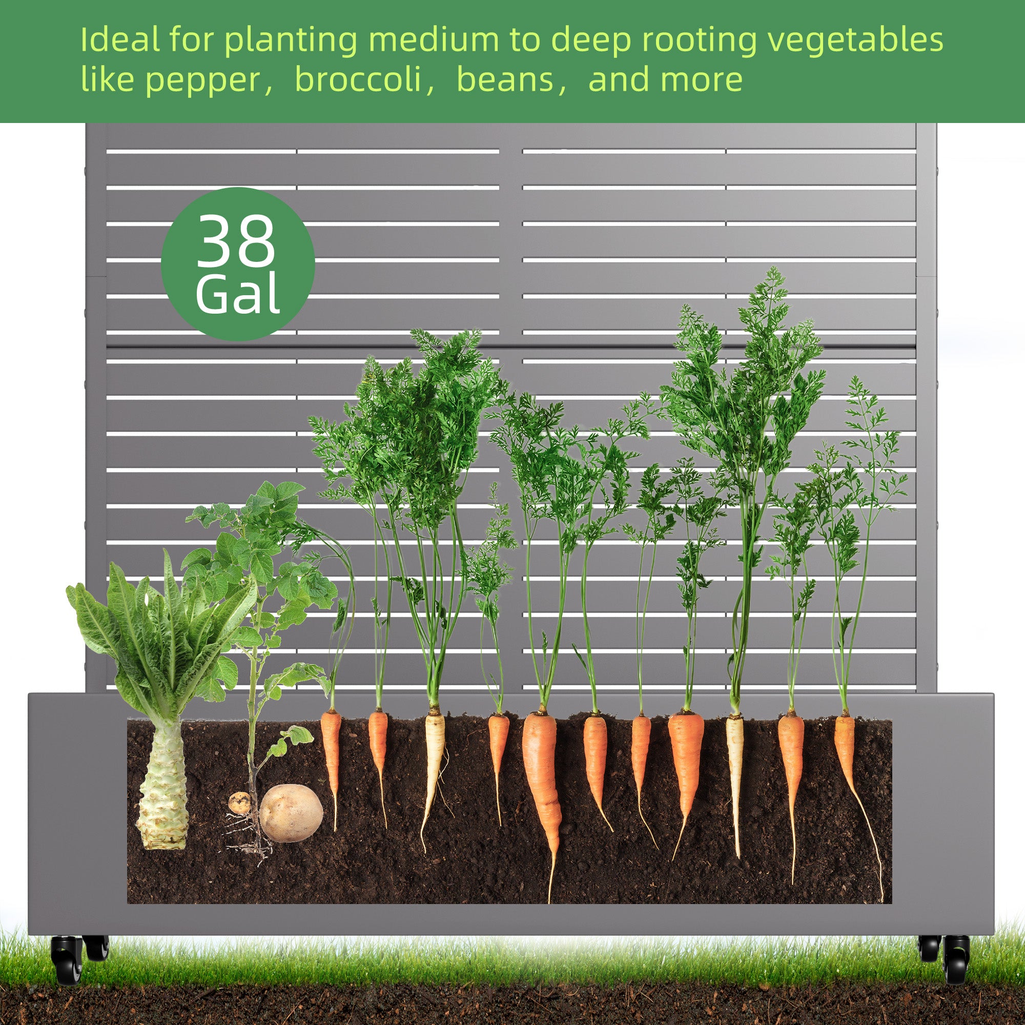 47" Gray Metal Indoor Outdoor Rectangular Planter Box-3