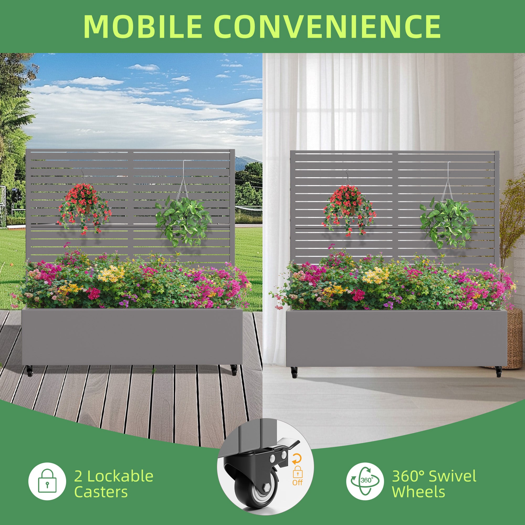 47" Gray Metal Indoor Outdoor Rectangular Planter Box-5