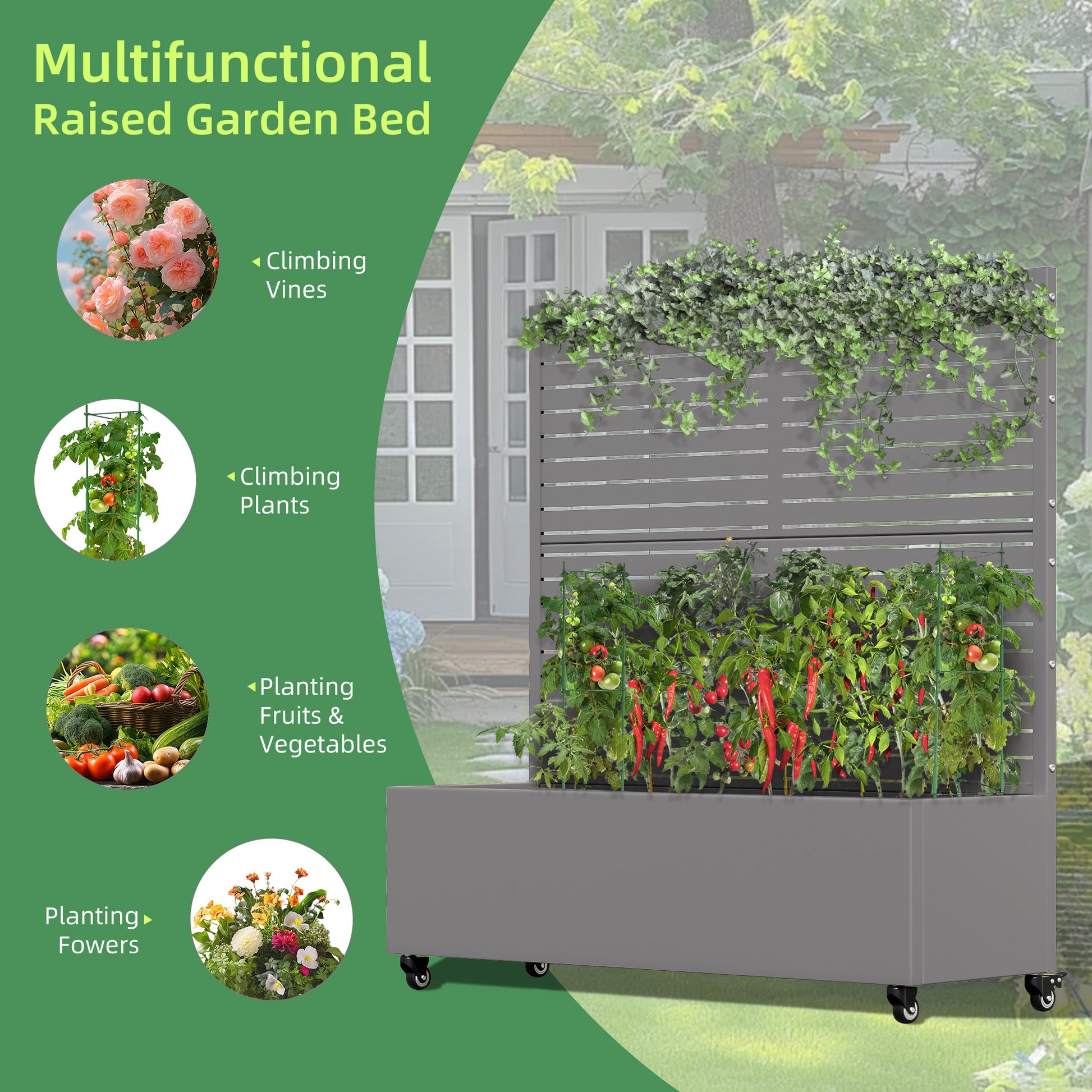47" Gray Metal Indoor Outdoor Rectangular Planter Box-6