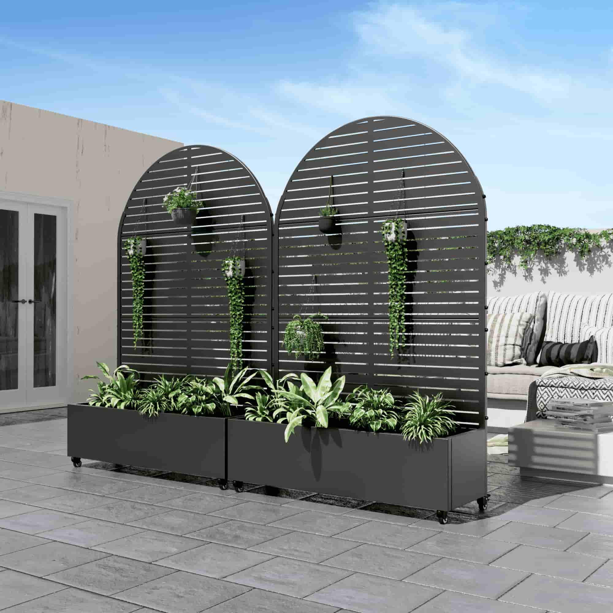 47" Black Metal Indoor Outdoor Rectangular Planter Box-1