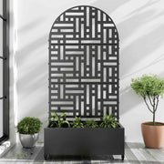 35" Black Metal Indoor Outdoor Rectangular Planter Box-0