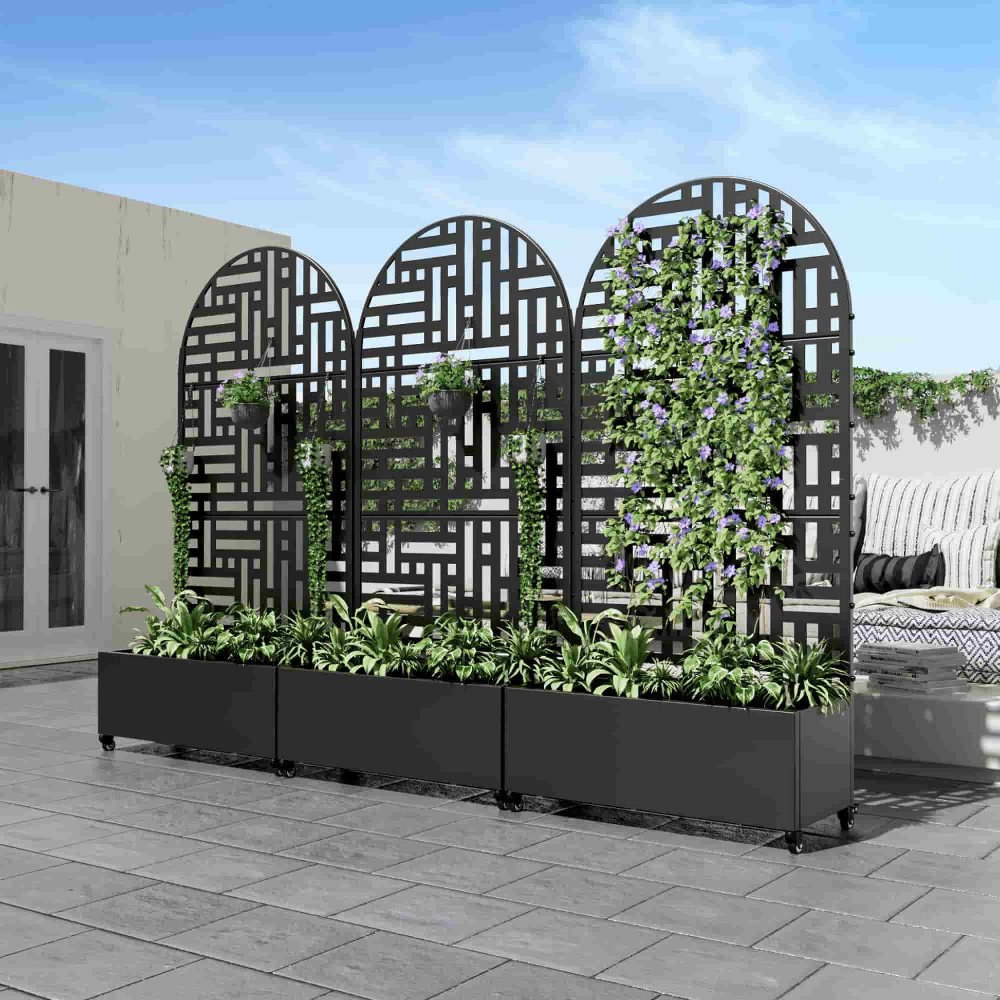 35" Black Metal Indoor Outdoor Rectangular Planter Box-1