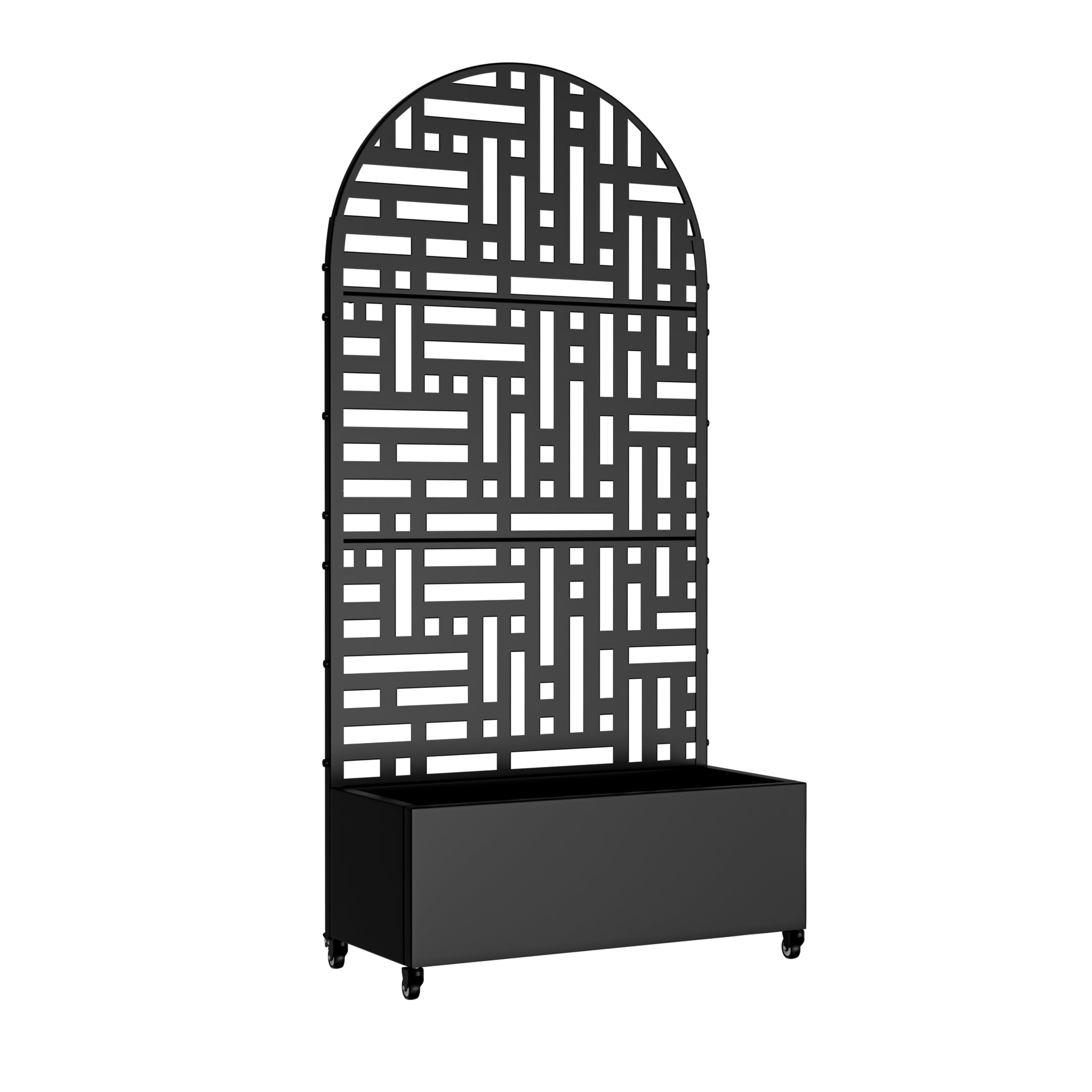 35" Black Metal Indoor Outdoor Rectangular Planter Box-3