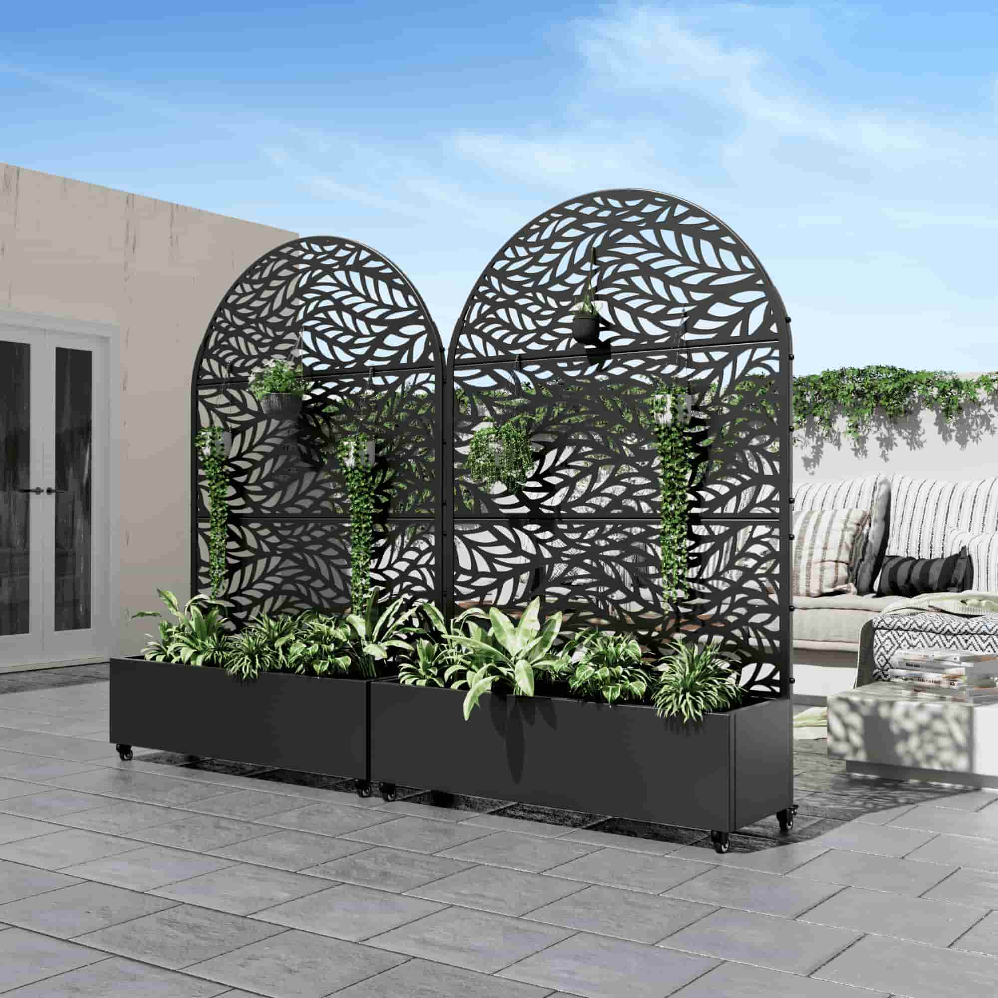 47" Black Metal Indoor Outdoor Rectangular Planter Box-1