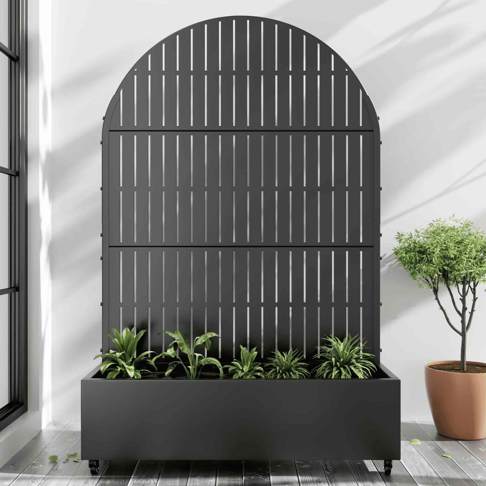 47" Black Metal Indoor Outdoor Rectangular Planter Box-0