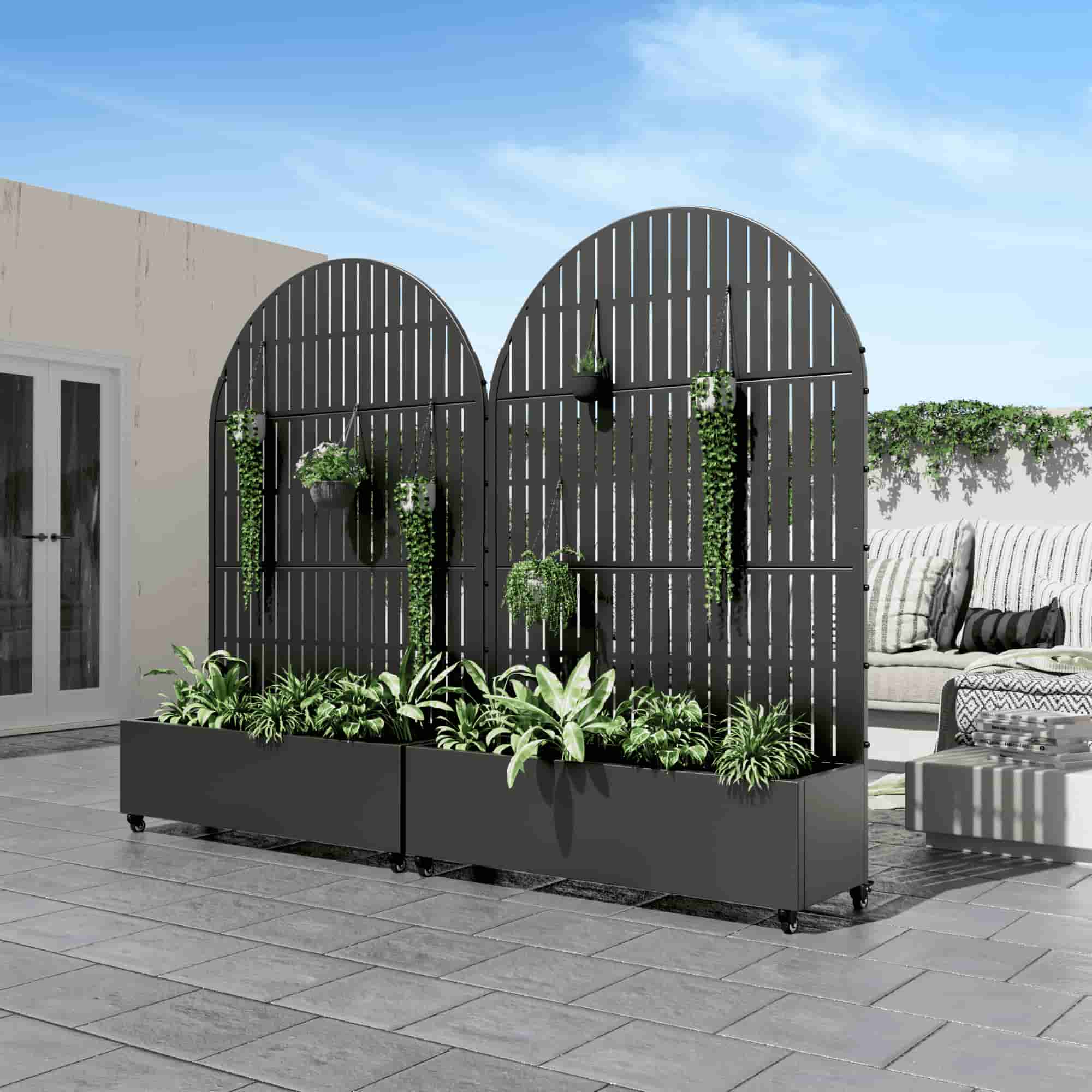 47" Black Metal Indoor Outdoor Rectangular Planter Box-1