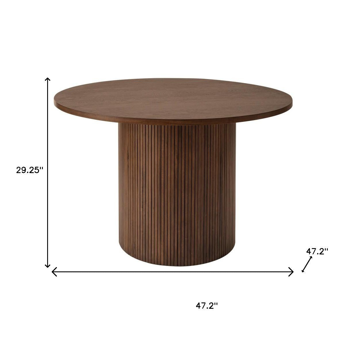 47" Natural Solid Wood Double Pedestal Base Round Top Dining Table-4