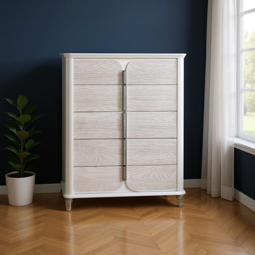 38" Gray Wood Five Drawer Dresser-Dressers-DECOROLALA