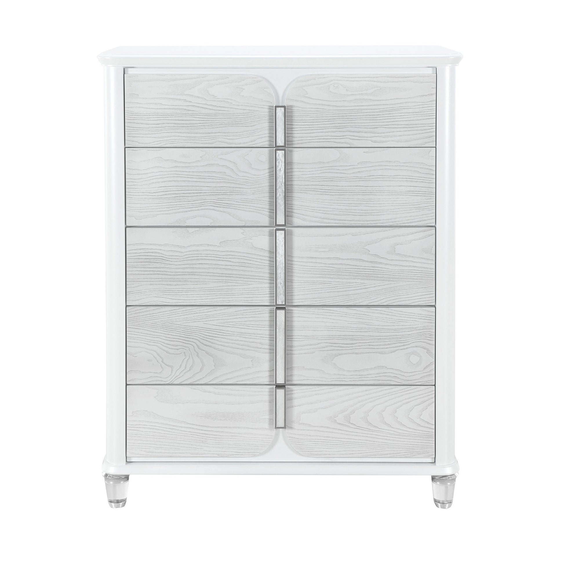38" Gray Wood Five Drawer Dresser-Dressers-DECOROLALA