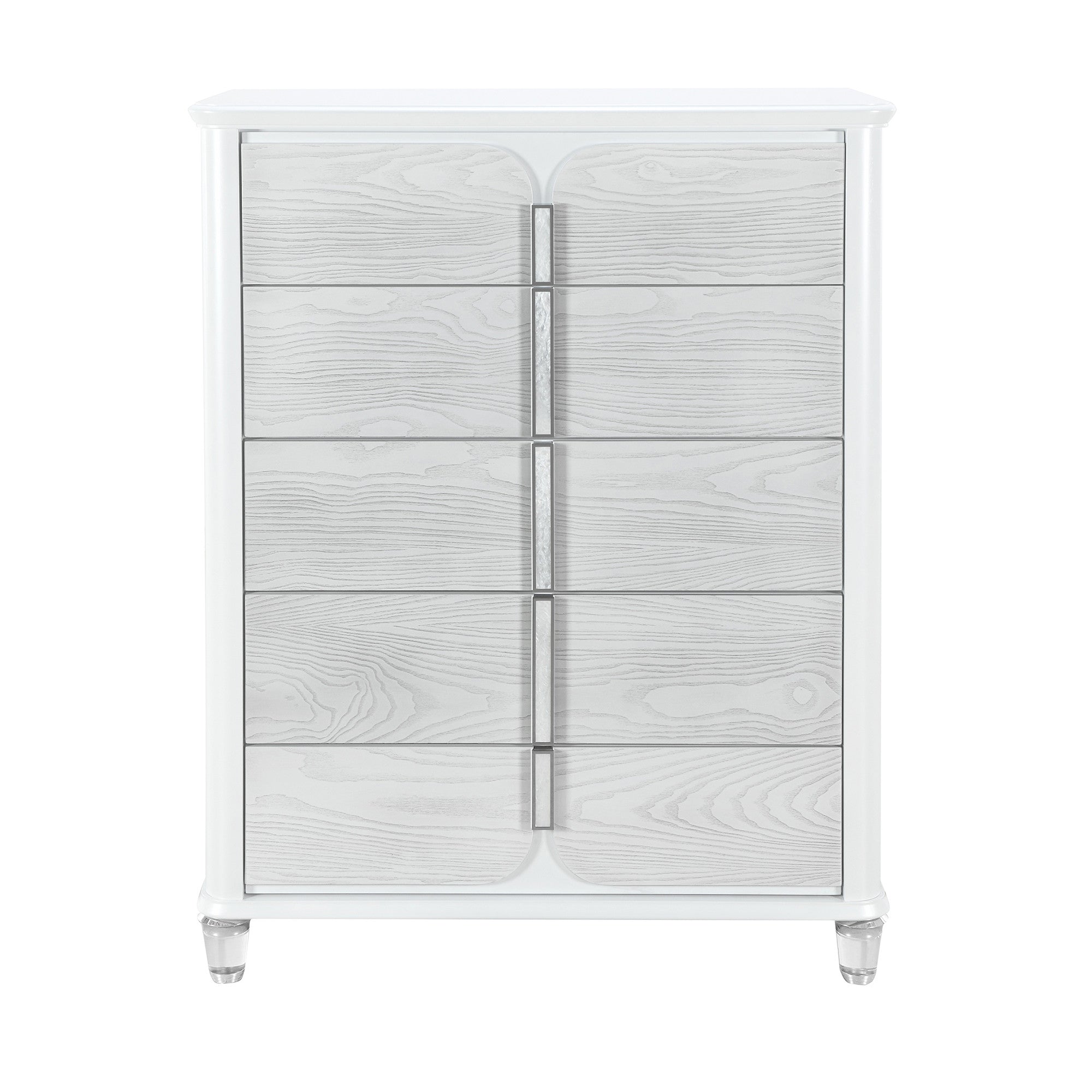 38" Gray Wood Five Drawer Dresser-Dressers-DECOROLALA