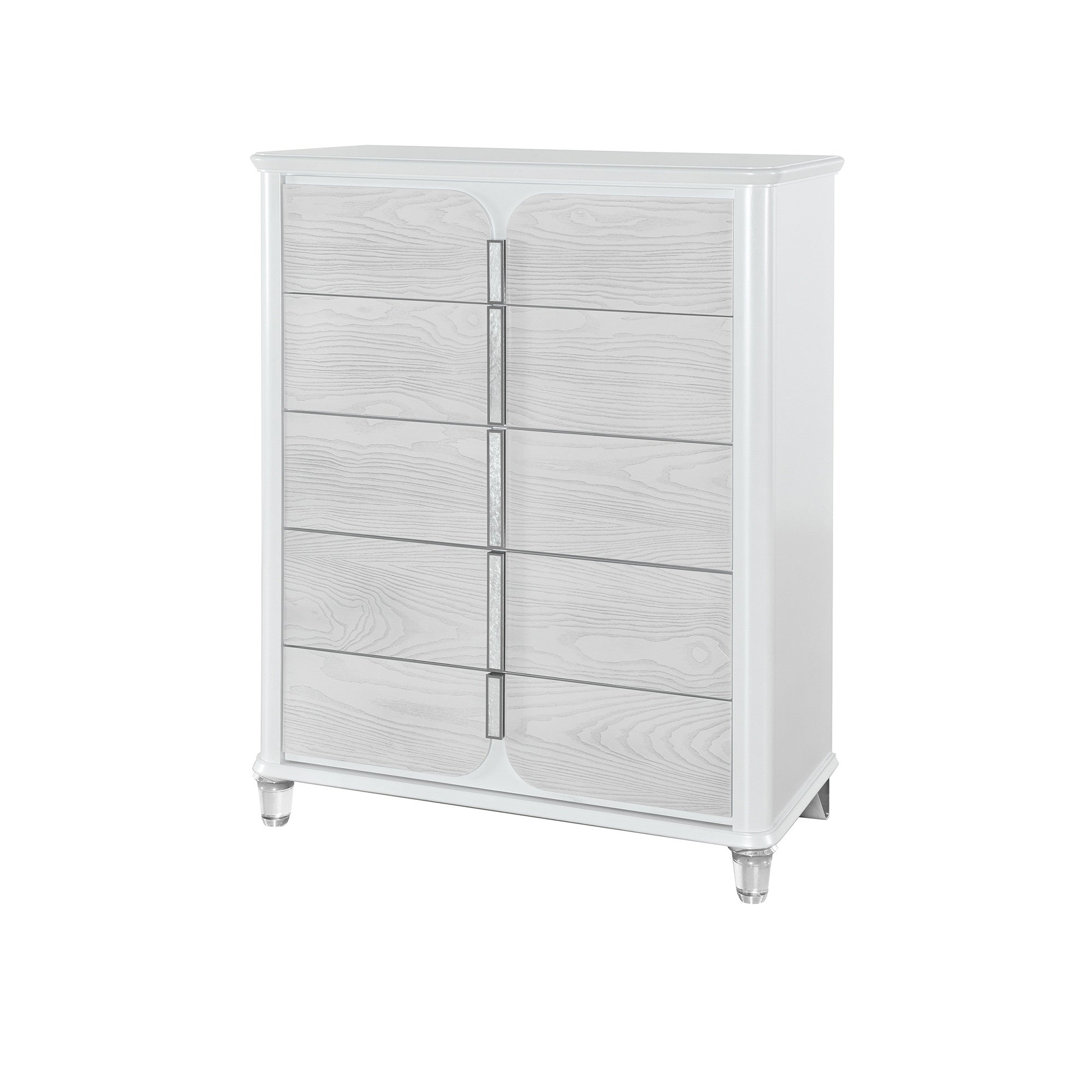 38" Gray Wood Five Drawer Dresser-Dressers-DECOROLALA