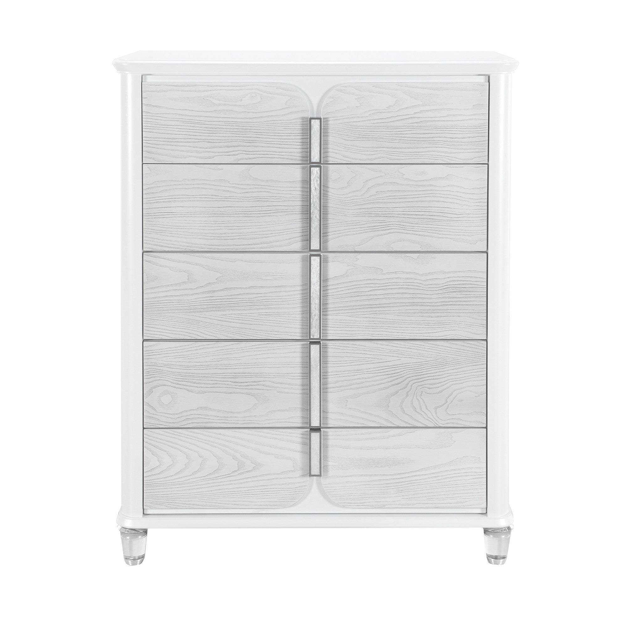 38" Gray Wood Five Drawer Dresser-Dressers-DECOROLALA