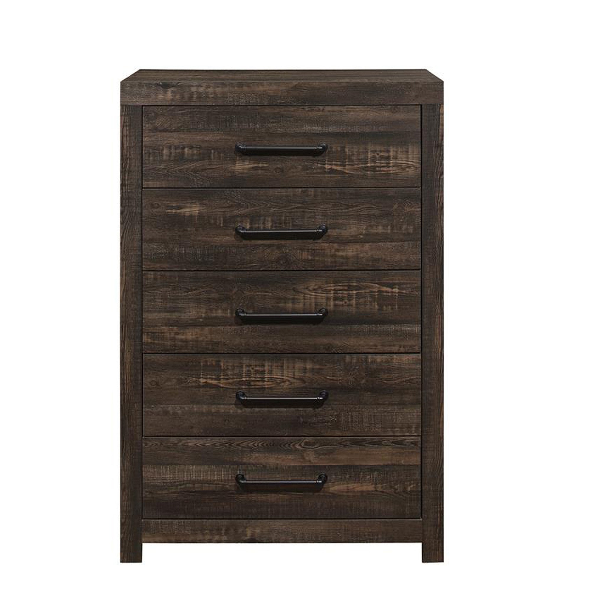 32" Oak Wood Five Drawer Dresser-Dressers-DECOROLALA