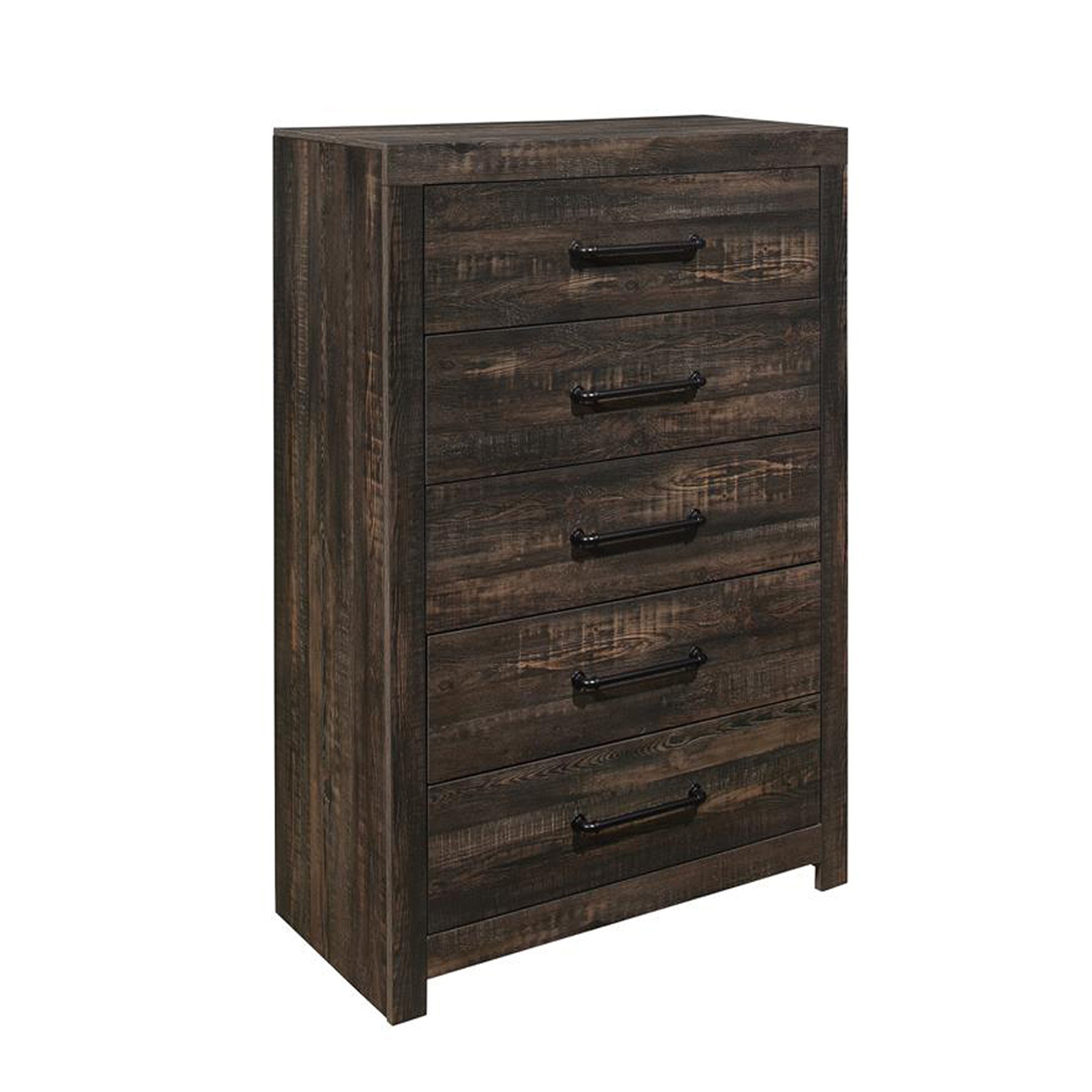 32" Oak Wood Five Drawer Dresser-Dressers-DECOROLALA