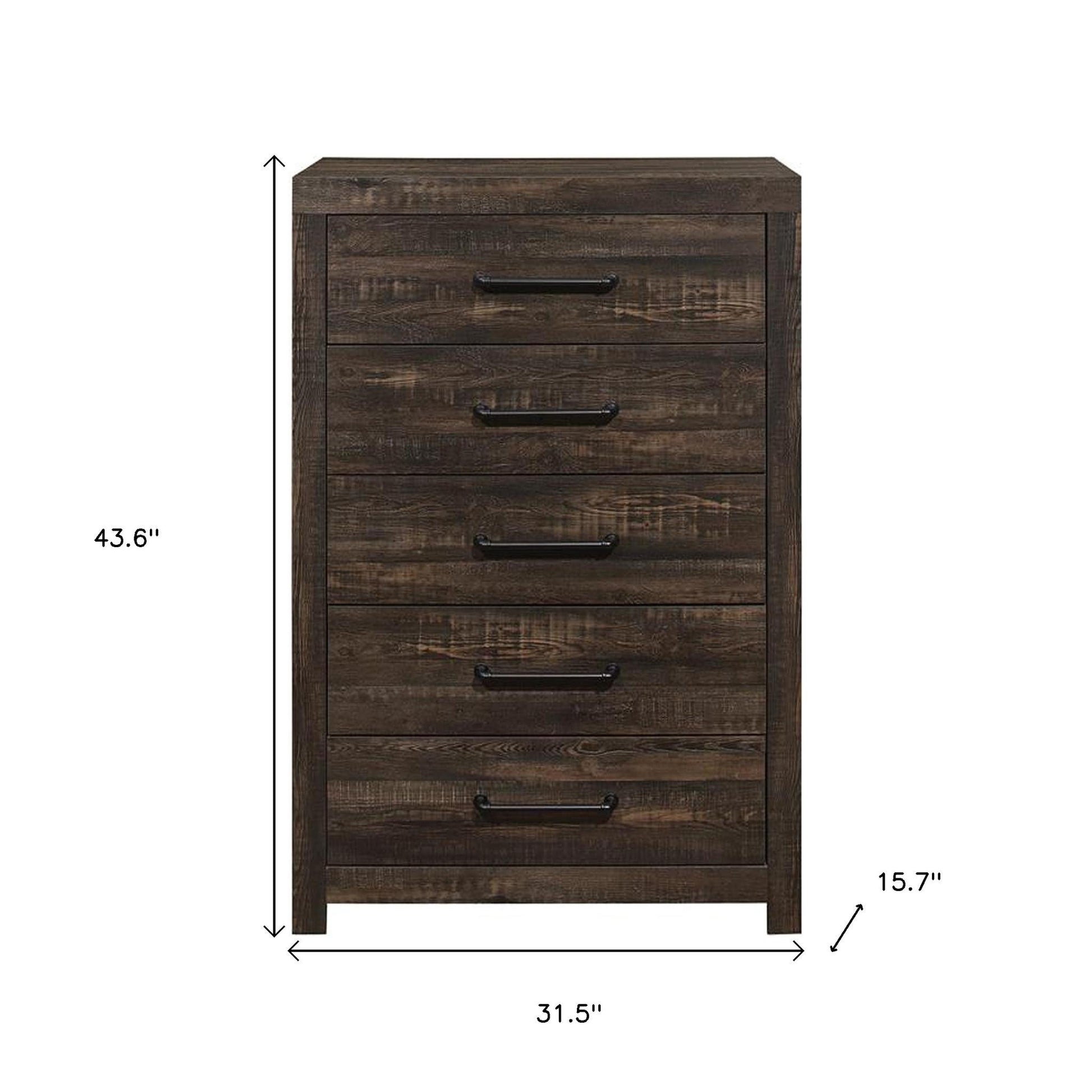 32" Oak Wood Five Drawer Dresser-Dressers-DECOROLALA