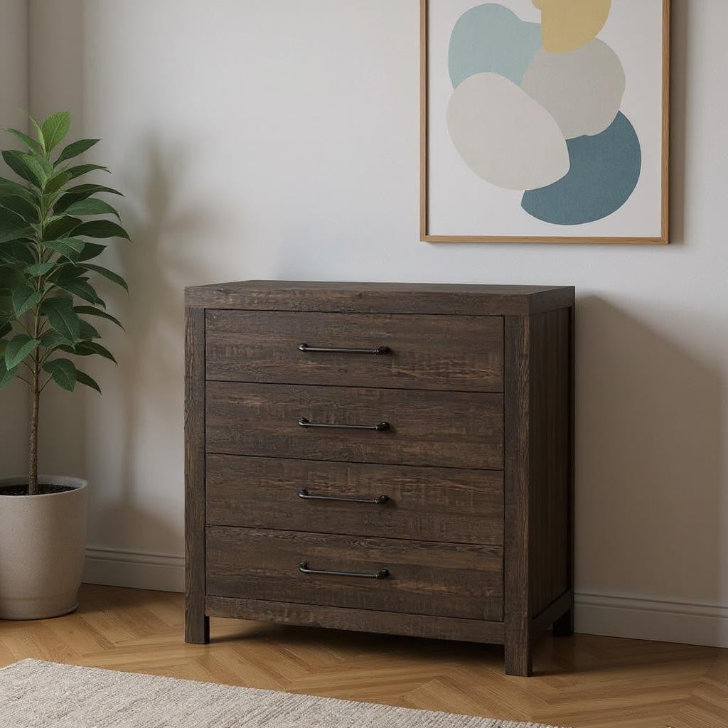 32" Oak Wood Five Drawer Dresser-Dressers-DECOROLALA