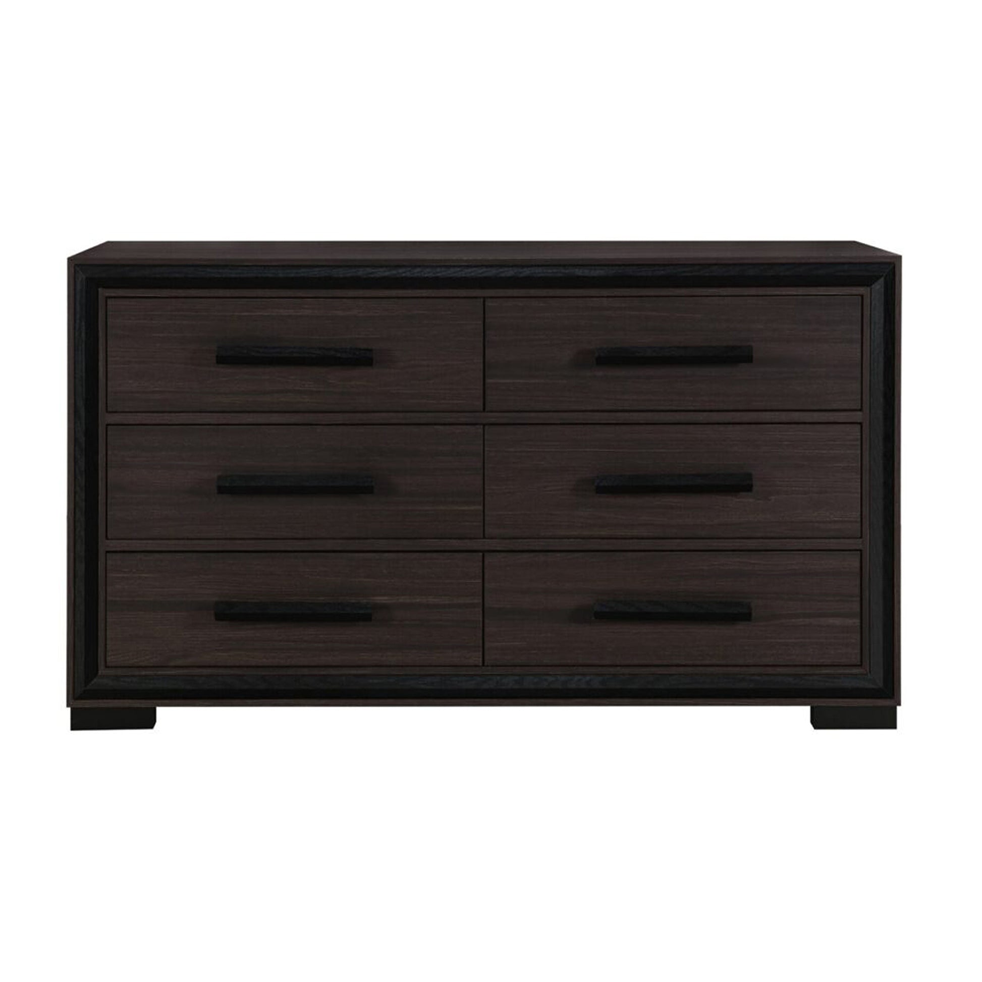 60" Brown Wood Six Drawer Double Dresser-Dressers-DECOROLALA