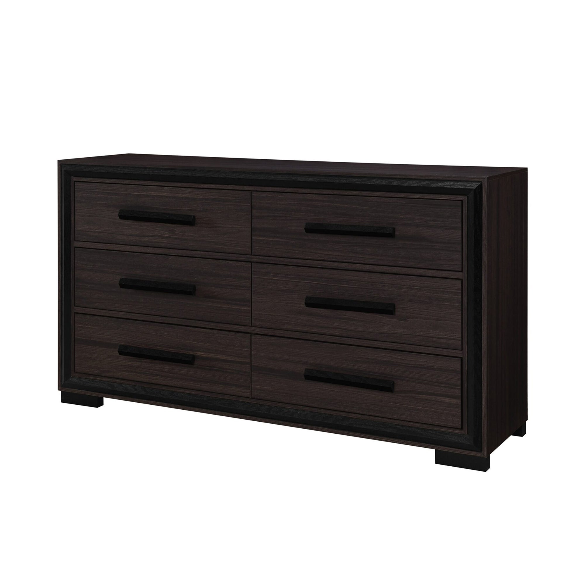 60" Brown Wood Six Drawer Double Dresser-Dressers-DECOROLALA