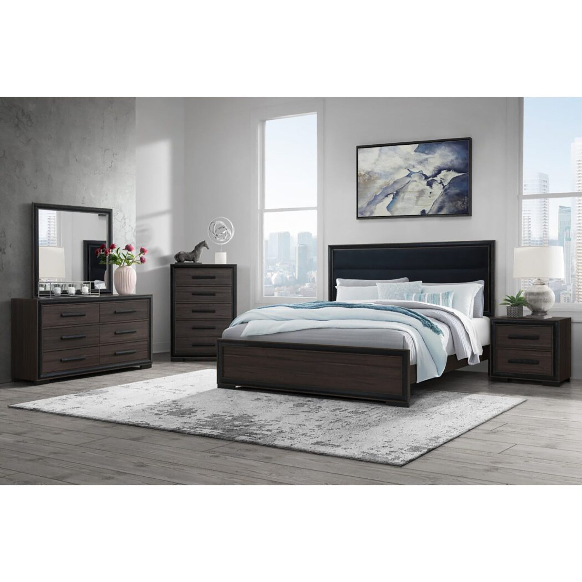 60" Brown Wood Six Drawer Double Dresser-Dressers-DECOROLALA