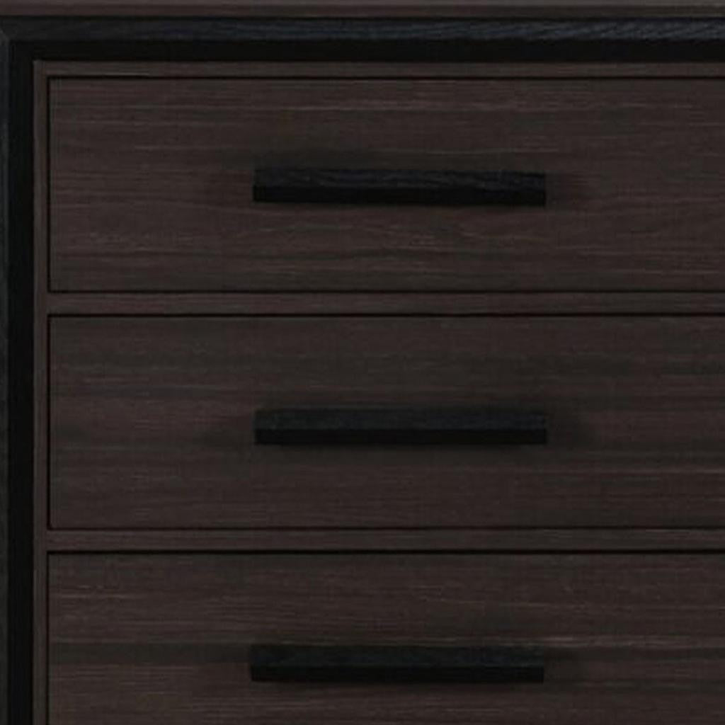 60" Brown Wood Six Drawer Double Dresser-Dressers-DECOROLALA