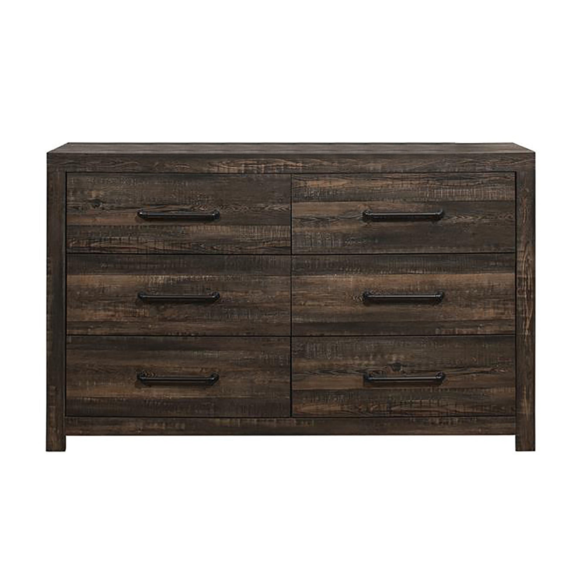 58" Oak Wood Six Drawer Dresser-Dressers-DECOROLALA