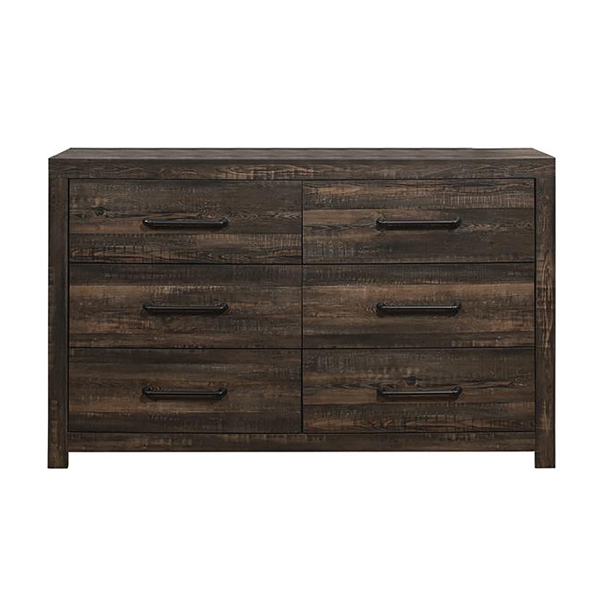 58" Oak Wood Six Drawer Dresser-Dressers-DECOROLALA